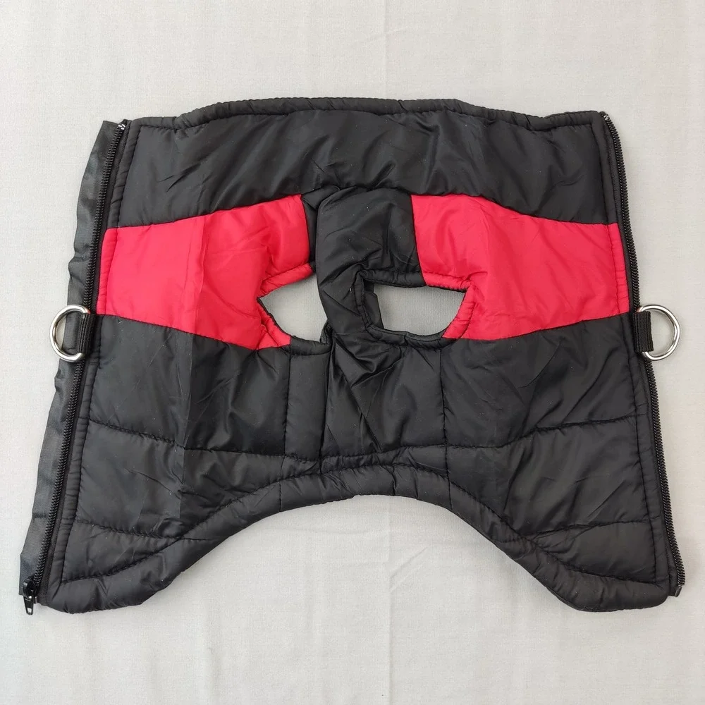 Unbranded Dog Jacket Unisex Medium Black Red Puffer Vest Harness D-Rings Quilted